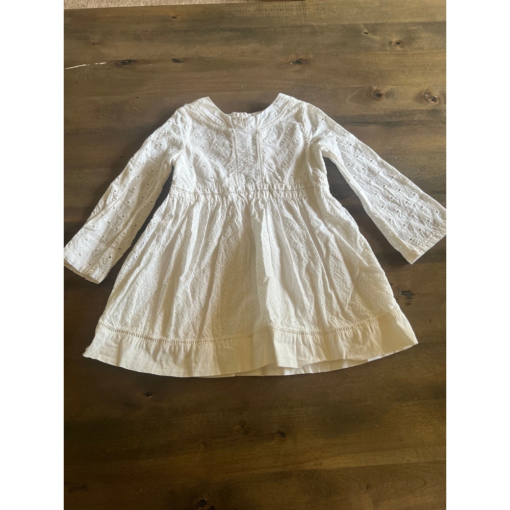 OshKosh Girls White Eyelet Long-Sleeve Dress – Size 4T